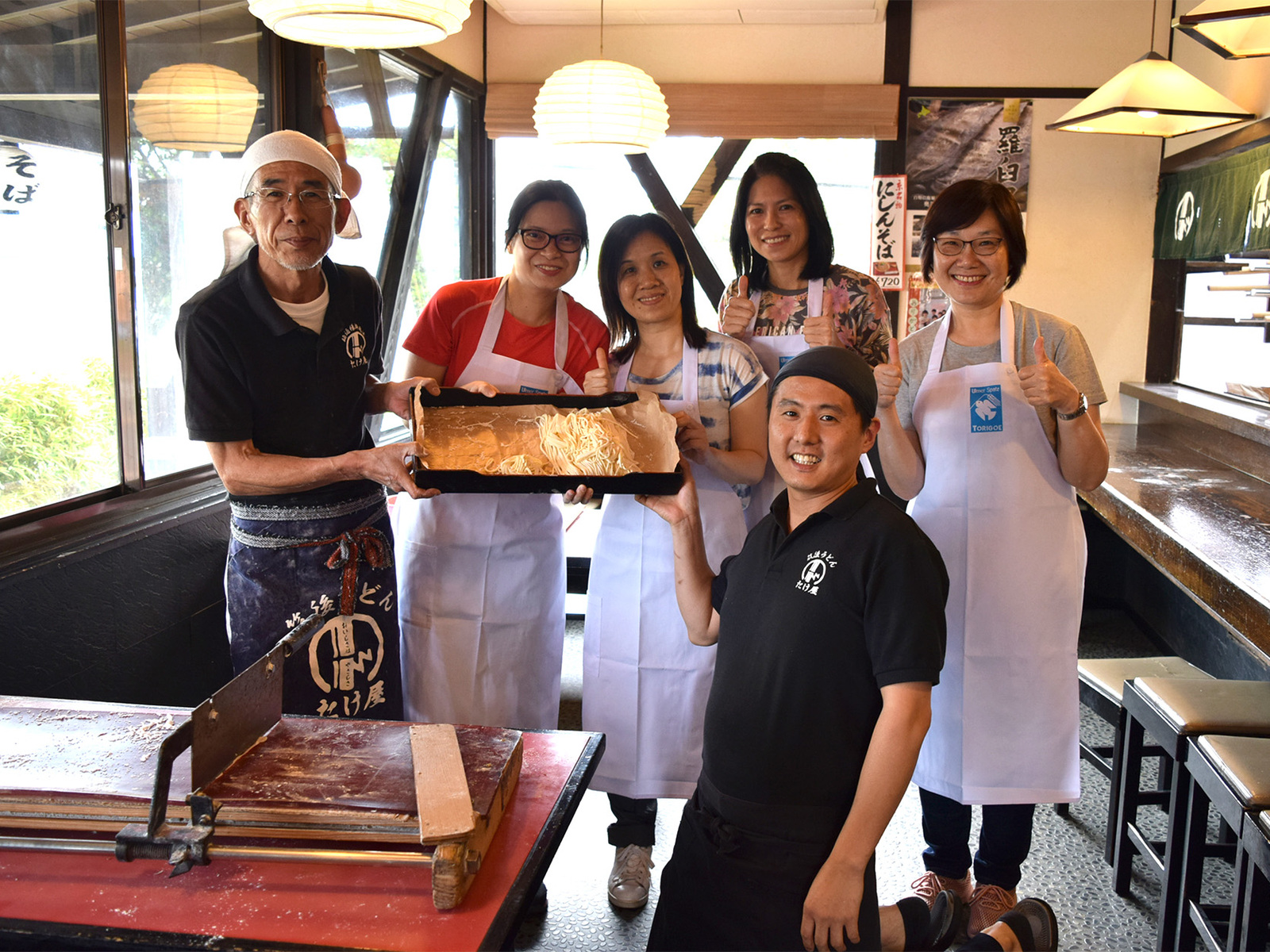 自身で作ったうどんと